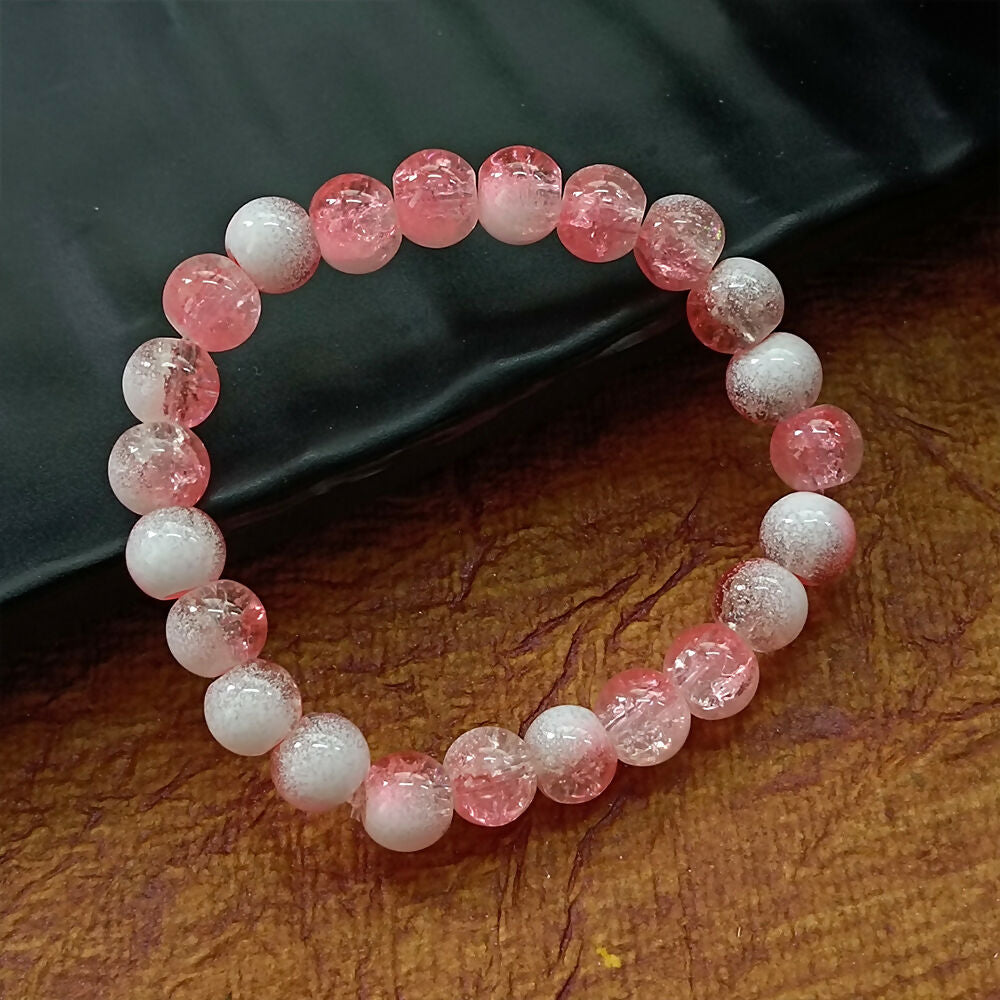 Crystal Crackle Glass Beads Stretch Bracelet