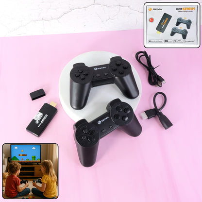 Sameo Micro Genius HDMI Gaming Console with Dual Wireless Controllers – Plug and Play Retro Video Game System with Built-in Games