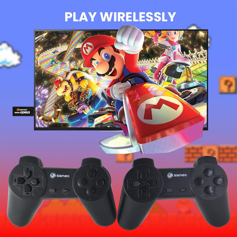 Sameo Micro Genius HDMI Gaming Console with Dual Wireless Controllers – Plug and Play Retro Video Game System with Built-in Games