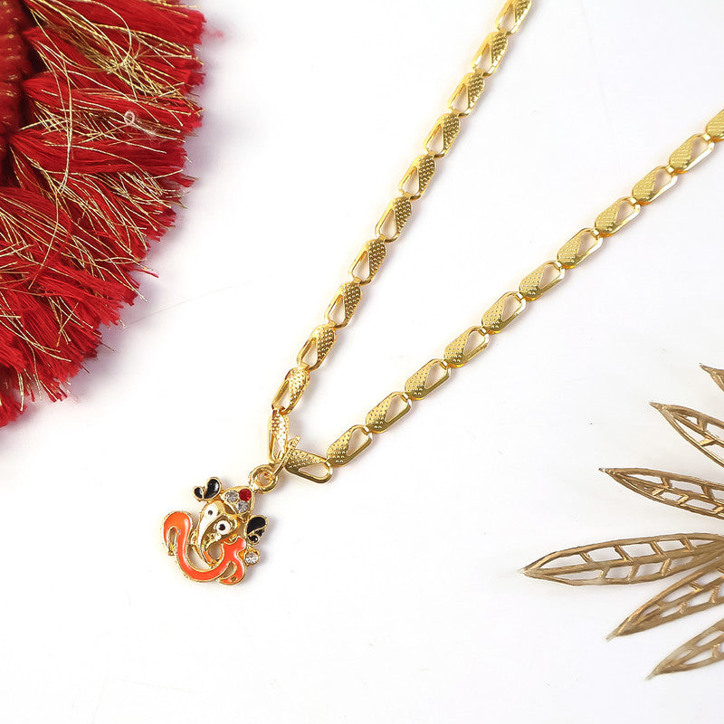 Lord Ganpati Devotional Pendant with Designer Chain