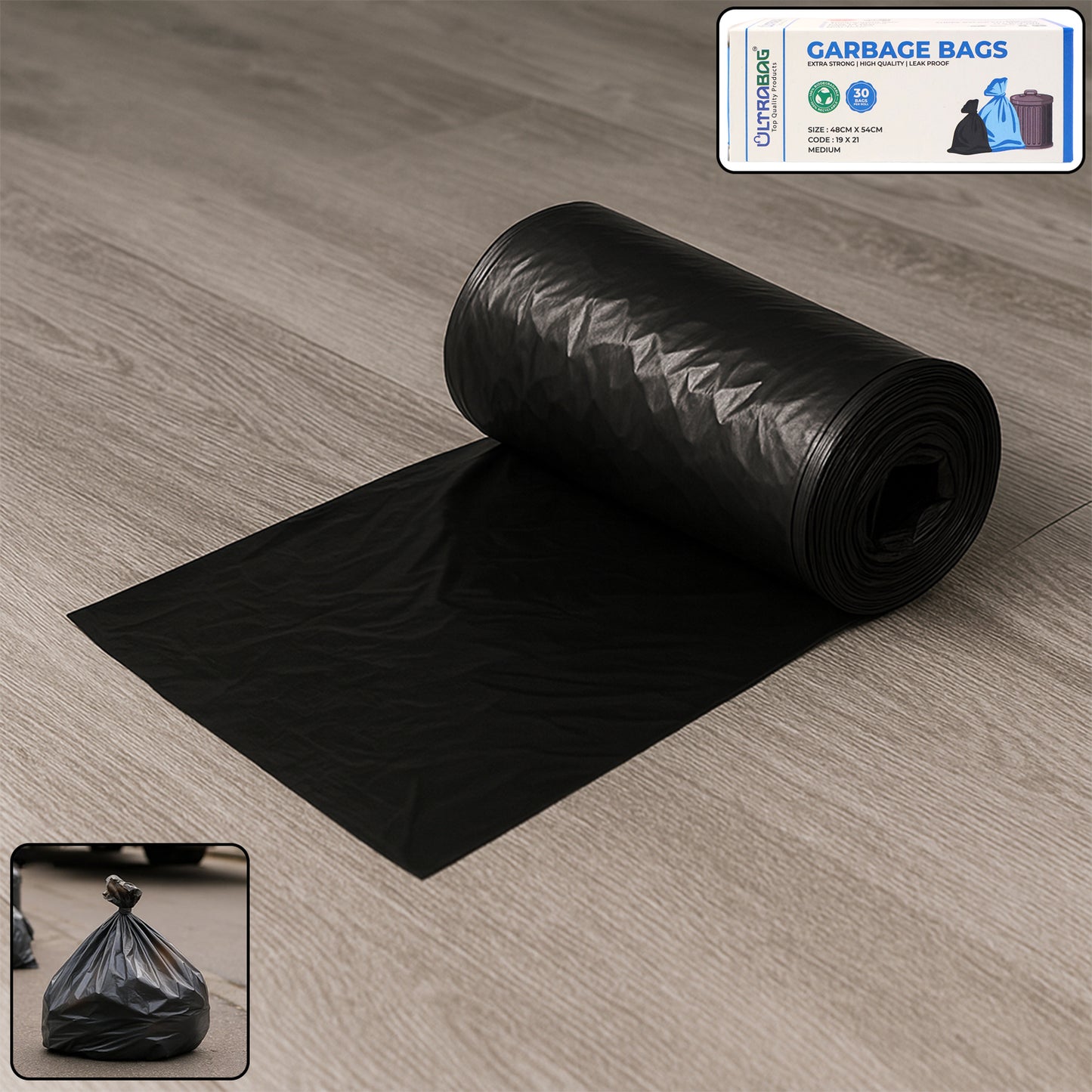 Extra-Strong Garbage Bag Roll (48x54CM / 1 Pc)