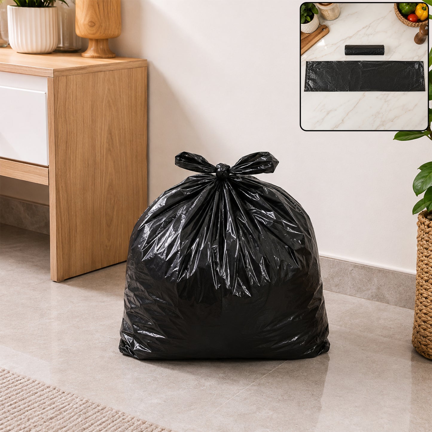 Plastic garbage bag roll lifestyle