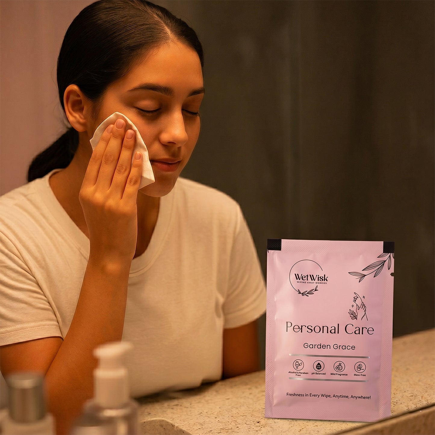 Personal care wipe ideal for travel use