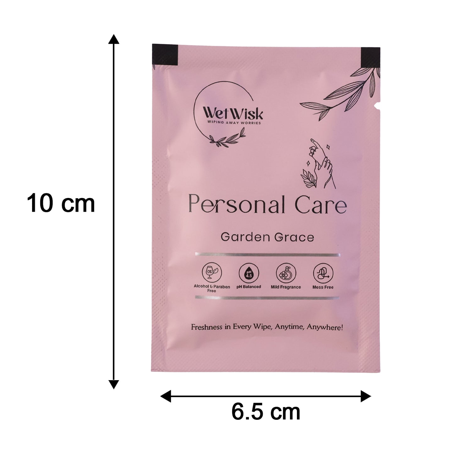 Personal wipe size reference