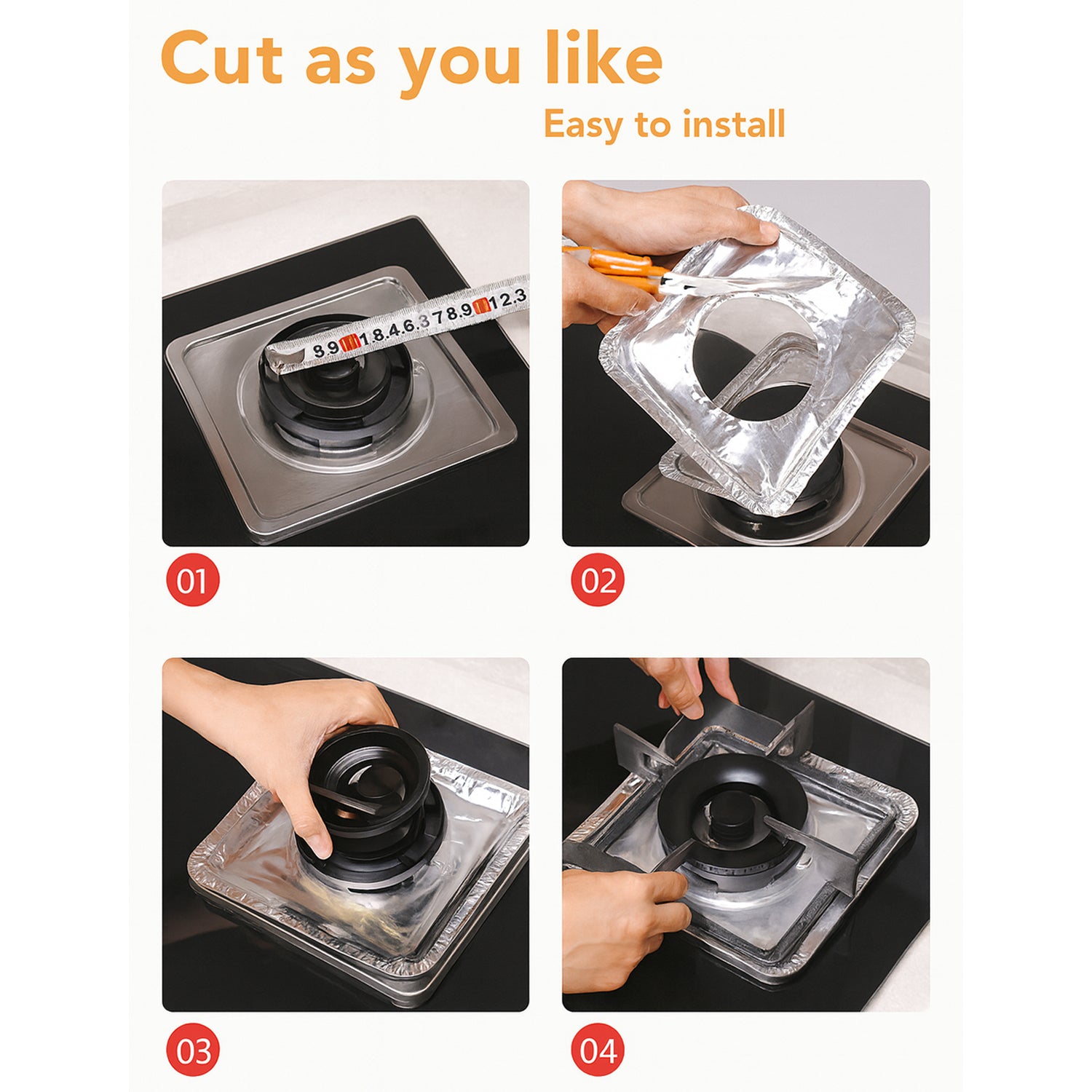 Aluminum Gas Stove Burner Protector Covers (10 Pc / 23x23 cm)