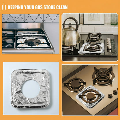 Multiple aluminium gas stove protector covers stacked