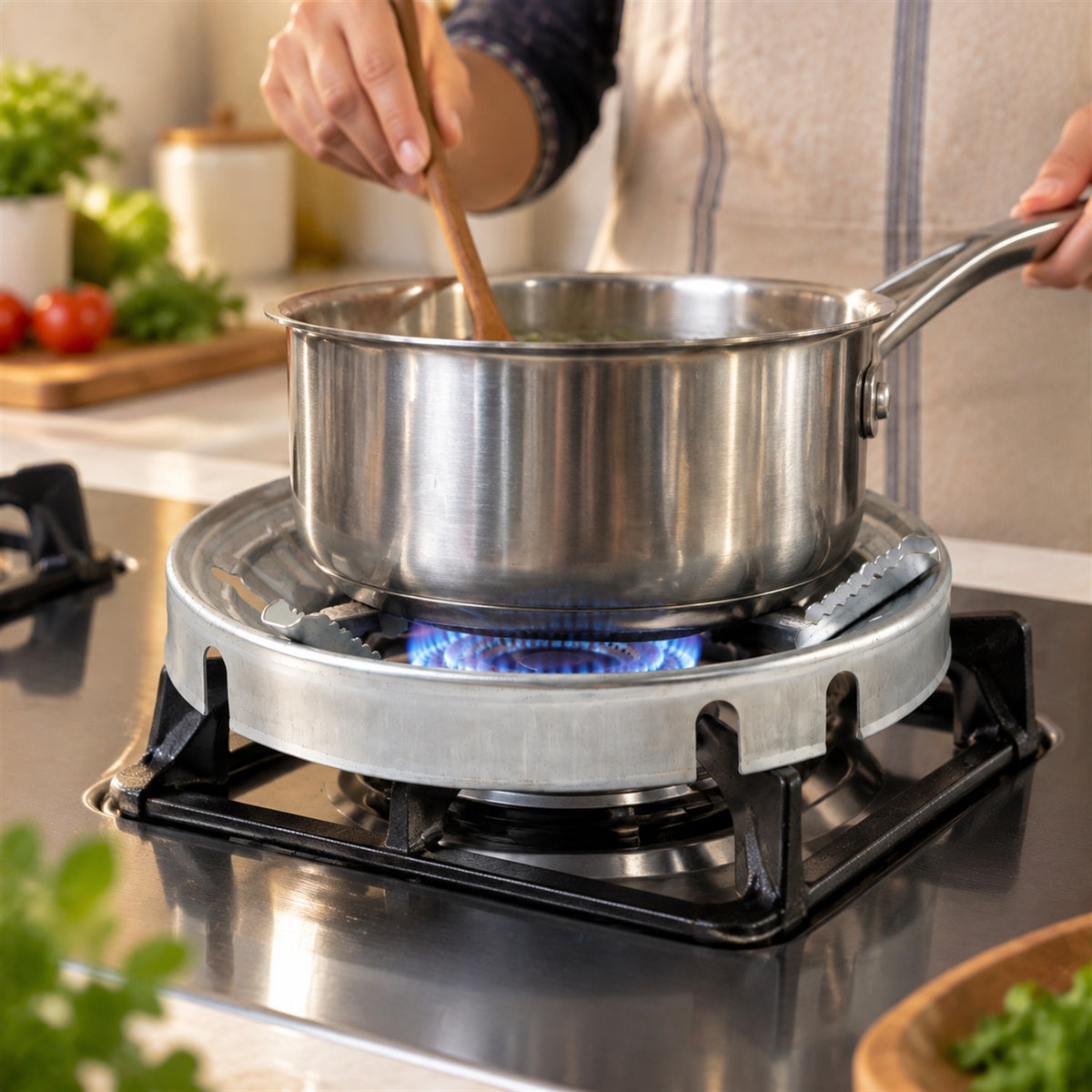 Gas Stove Burner Stand, Windproof Energy Saving Ring with Pan Support (1 Pc)