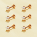 Rose Gold plated Pearl Nosepin Stud for women and girls Combo Pack of 6