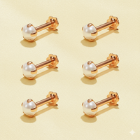 Rose Gold plated Pearl Nosepin Stud for women and girls Combo Pack of 6