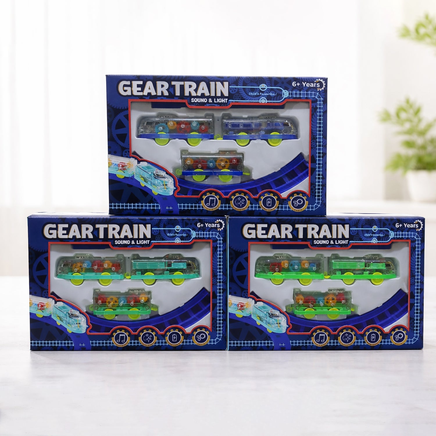 Interactive Train Set with Tracks, Lights & Music – Battery Operated, Transparent Design for Kids