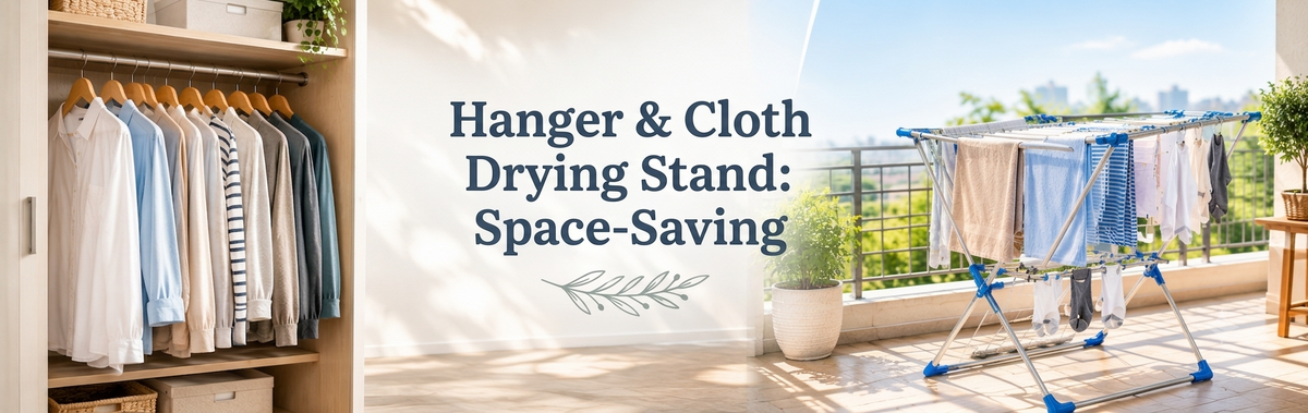 Hanger & Cloth Drying Stand: Space-Saving