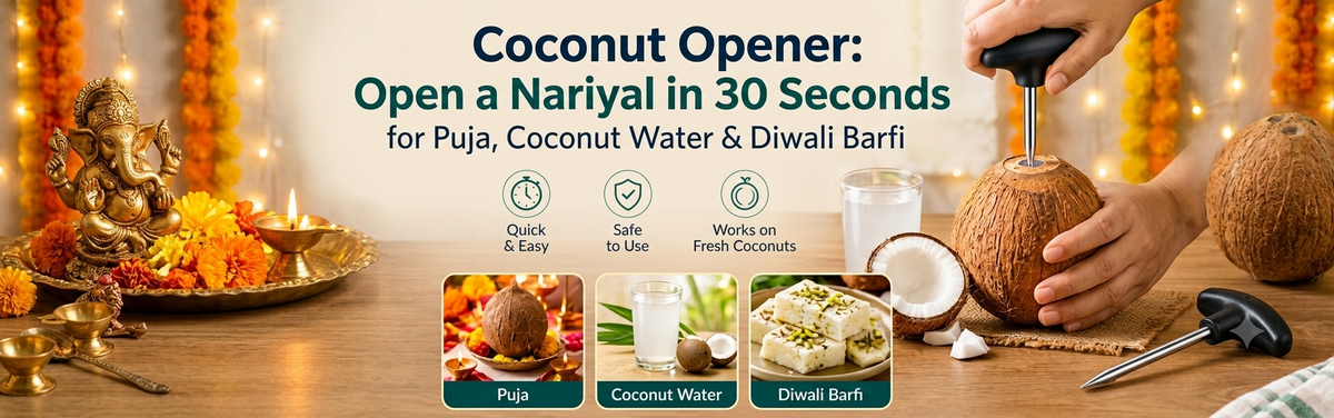 Coconut Opener: Open a Nariyal in 30 Seconds for Puja, Coconut Water & Diwali Barfi