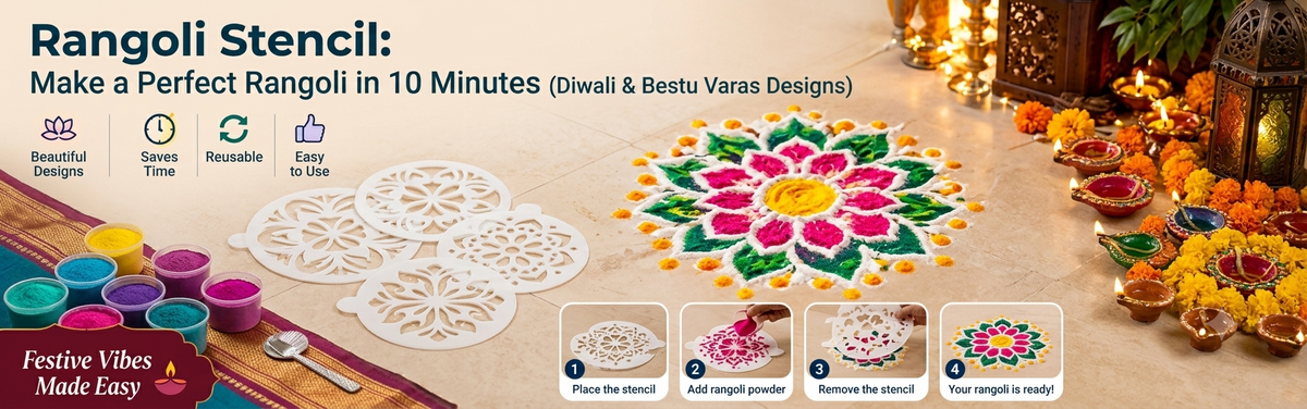 Rangoli Stencil: Make a Perfect Rangoli in 10 Minutes (Diwali & Bestu Varas Designs)