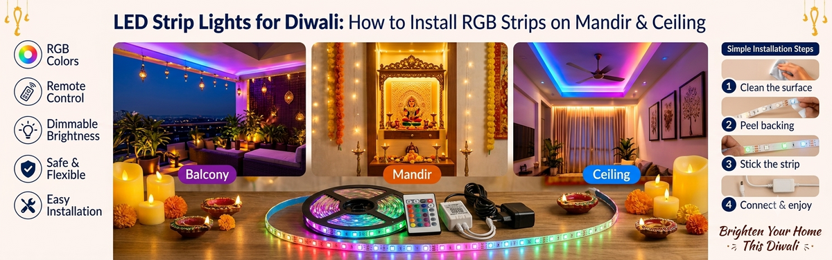 LED Strip Lights for Diwali: How to Install RGB Strips on Balcony, Mandir & Ceiling