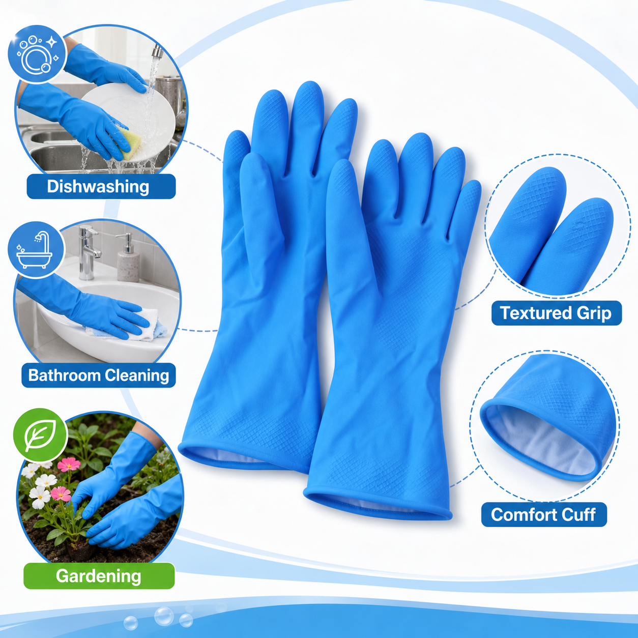 Waterproof blue gloves daily