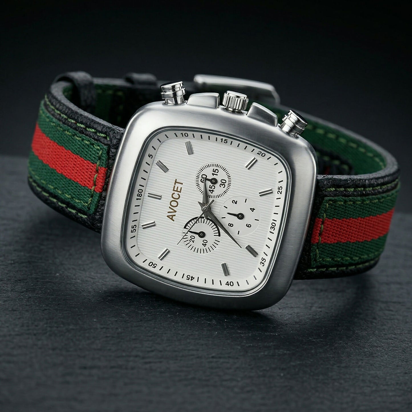 Men's premium square dial analog wrist watch front view