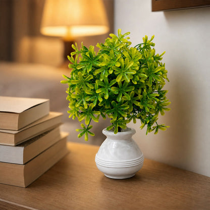 Artificial Plant with White Ceramic Pot for Home Office Décor Indoor Table Decoration