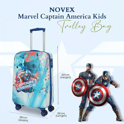 Novex Marvel Captain America Kids Polycarbonate Trolley Bag for Boys Travel Luggage with Spinner Wheel (22 Inch)