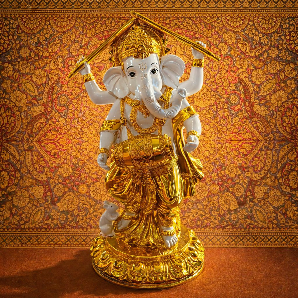 Lord Ganesha Dancing Statue Decorative Showpiece for Home Temple Decor