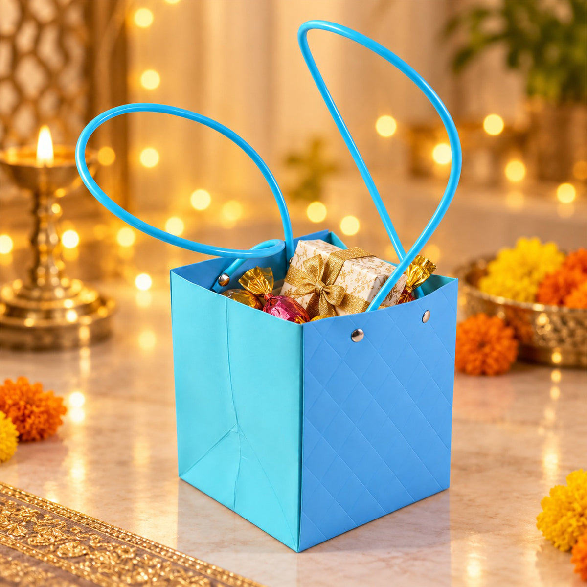 Foldable Gift Bag with Handle for Flowers, Hampers and Return Gifts (1 Pc)