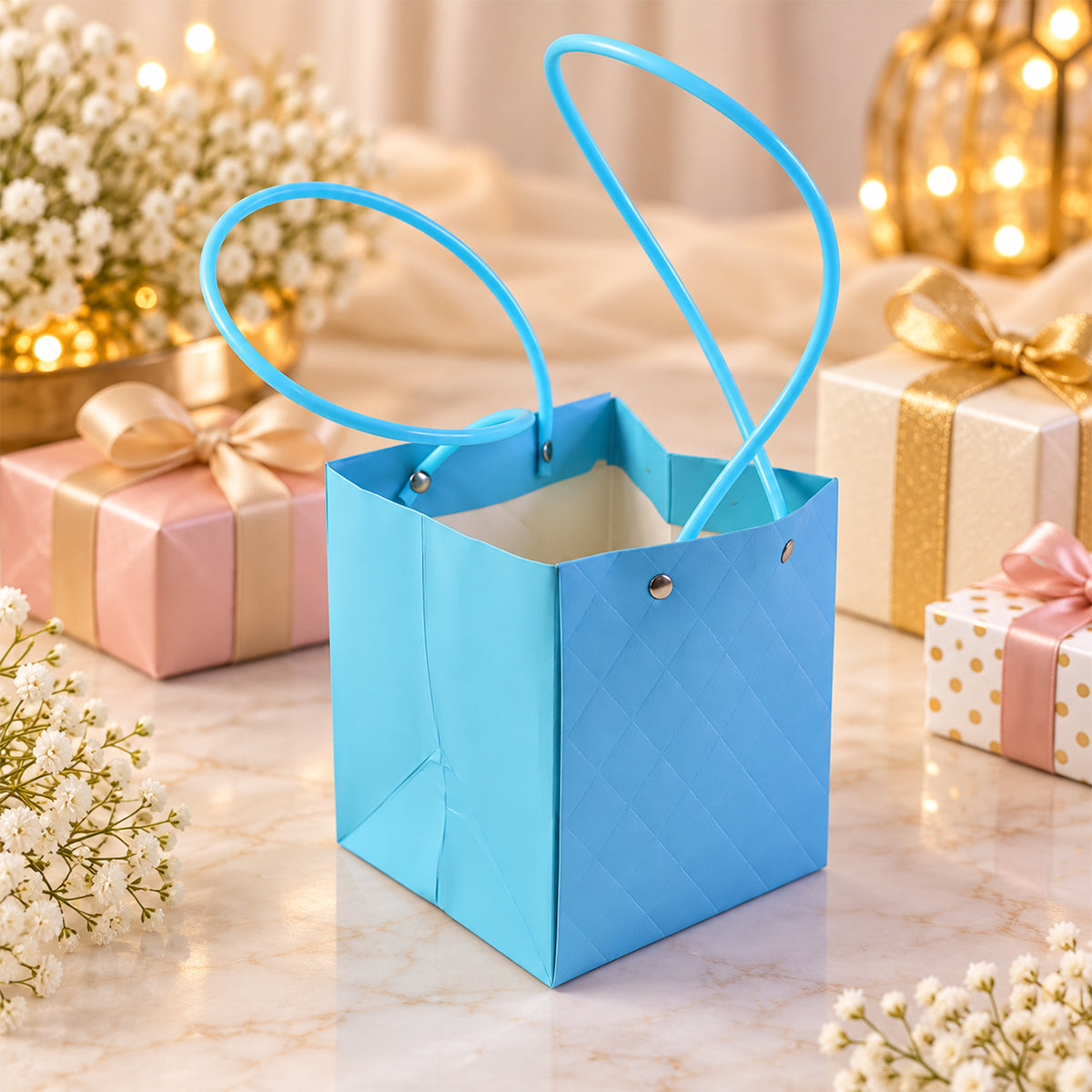 Foldable Gift Bag with Handle for Flowers, Hampers and Return Gifts (1 Pc)