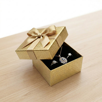 Side view of gift box with ribbon