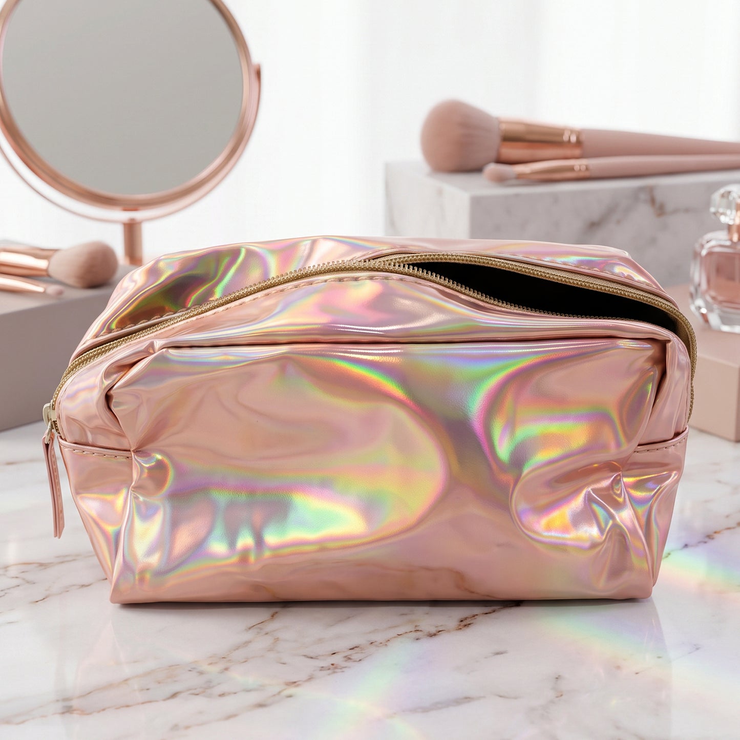 Waterproof Travel Cosmetic Pouch Holographic Makeup Toiletry Bag (1 Pc)