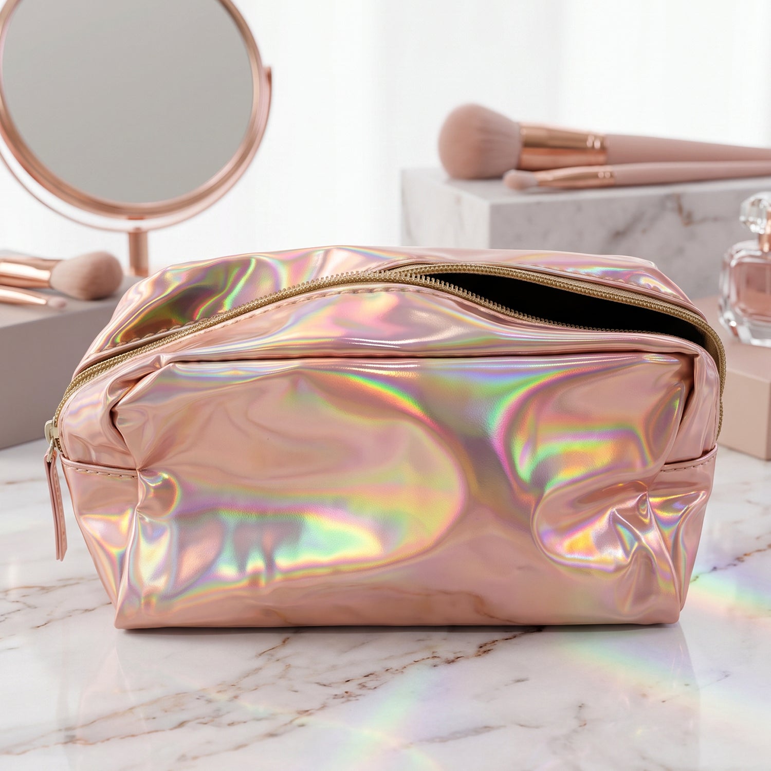 Waterproof Travel Cosmetic Pouch Holographic Makeup Toiletry Bag (1 Pc)