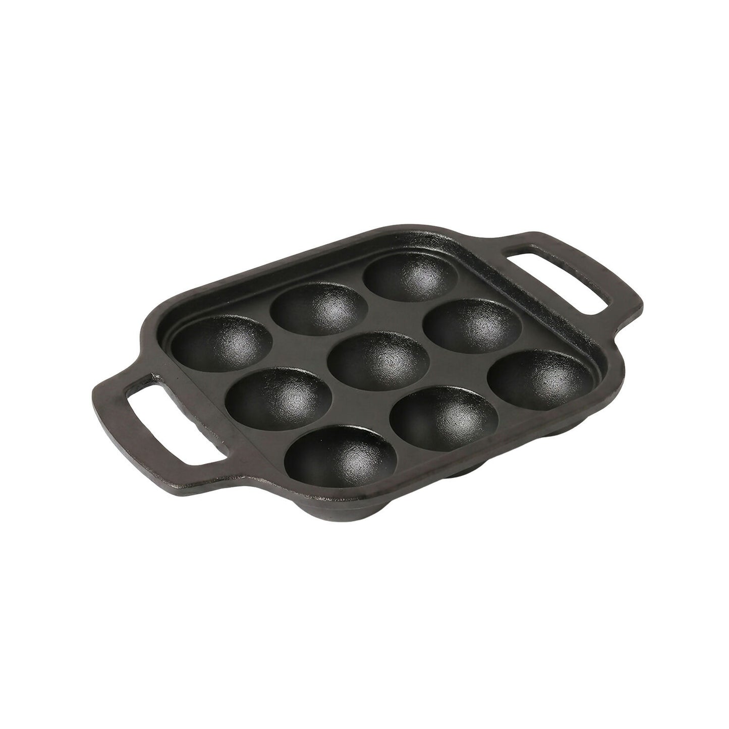 Cast iron appam patra pan with snacks cooked in cavities