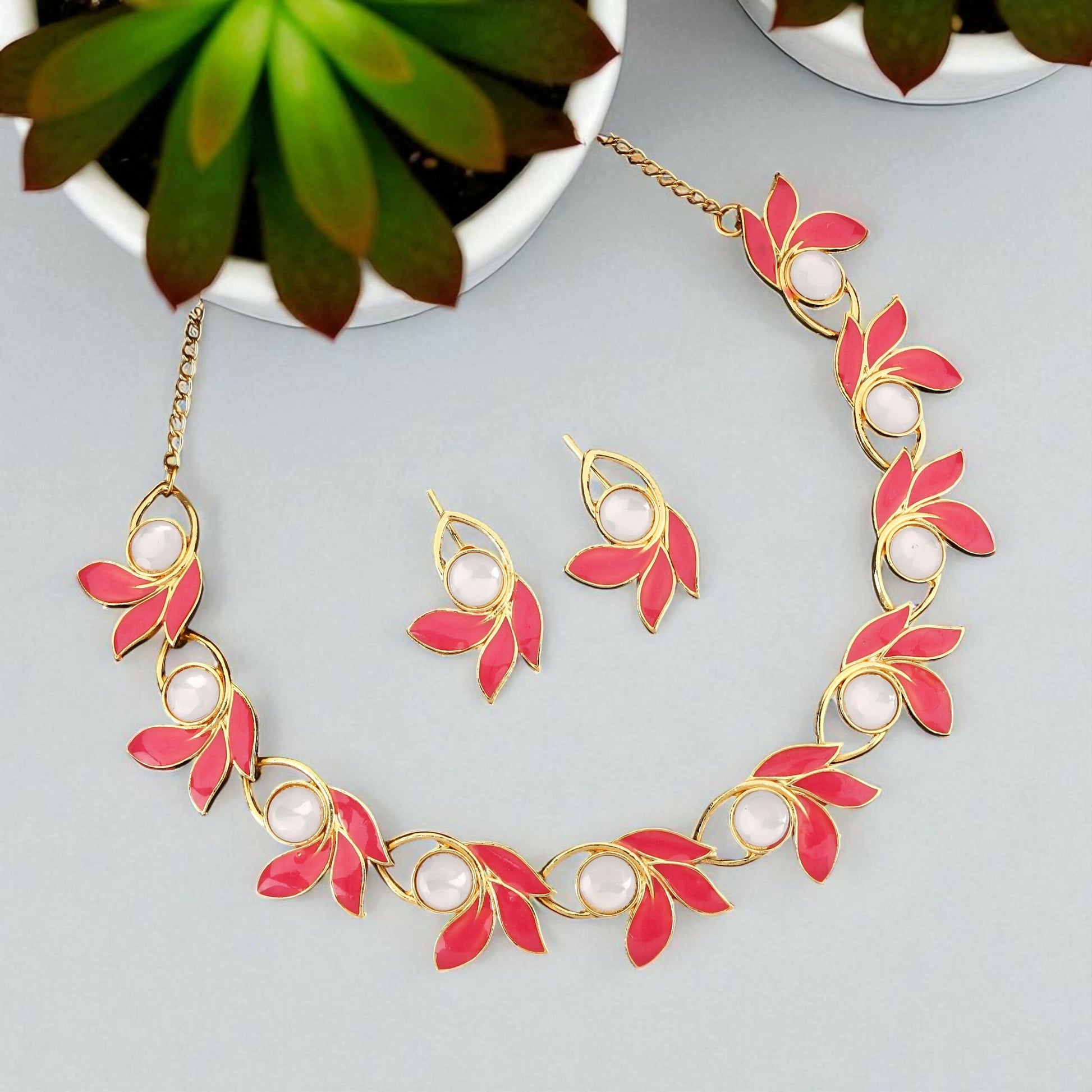 Gold-Toned American Diamond-Studded Teardrop Set