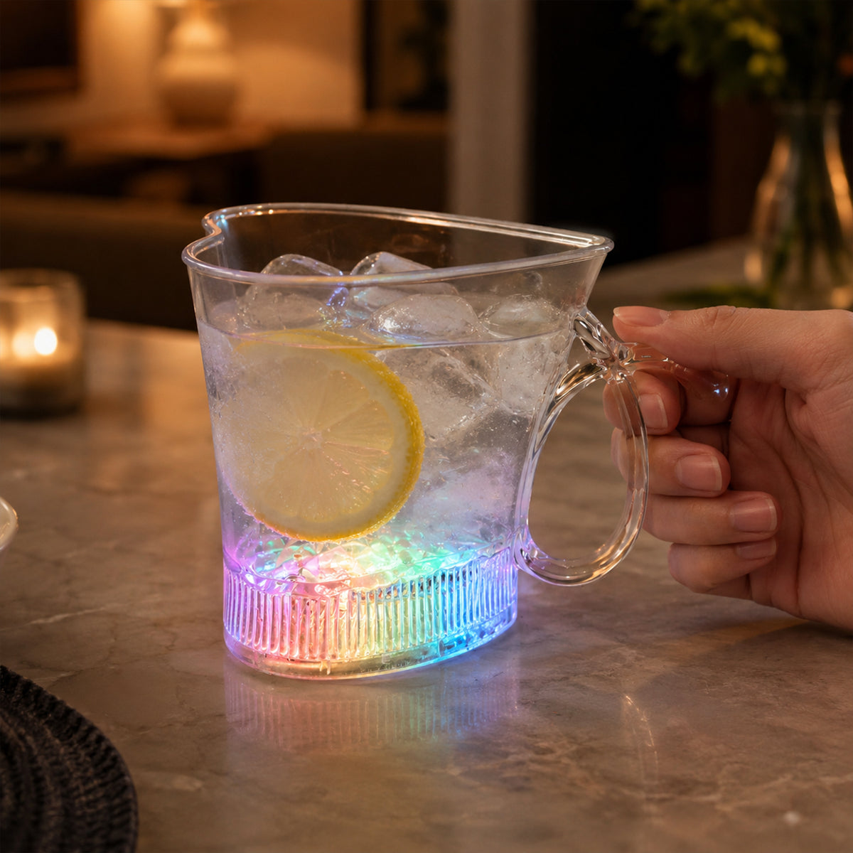 LED Glass Cup – Heart Shape Blinking Party Drinkware | Siplix