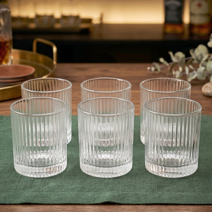 Set of Six Stylish Crystal Glass Tumblers
