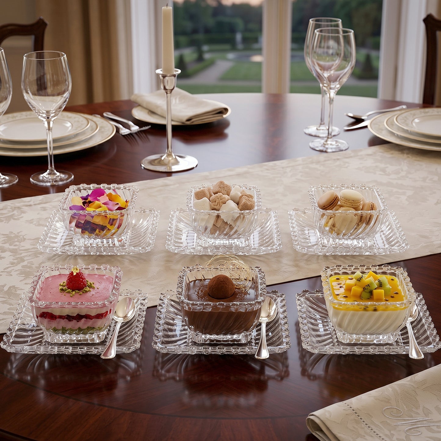 Royal Premium Glassware Set Dessert Plate and Bowls