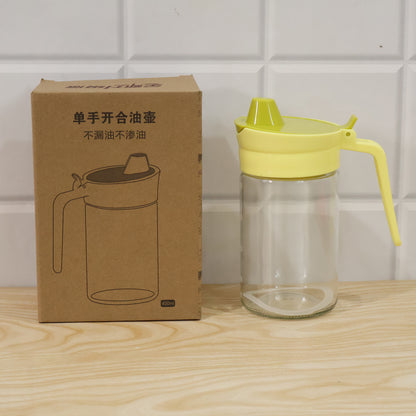 400 ML Glass Oil Dispenser Bottle with Drip Free Lid for Kitchen (1 Pc)