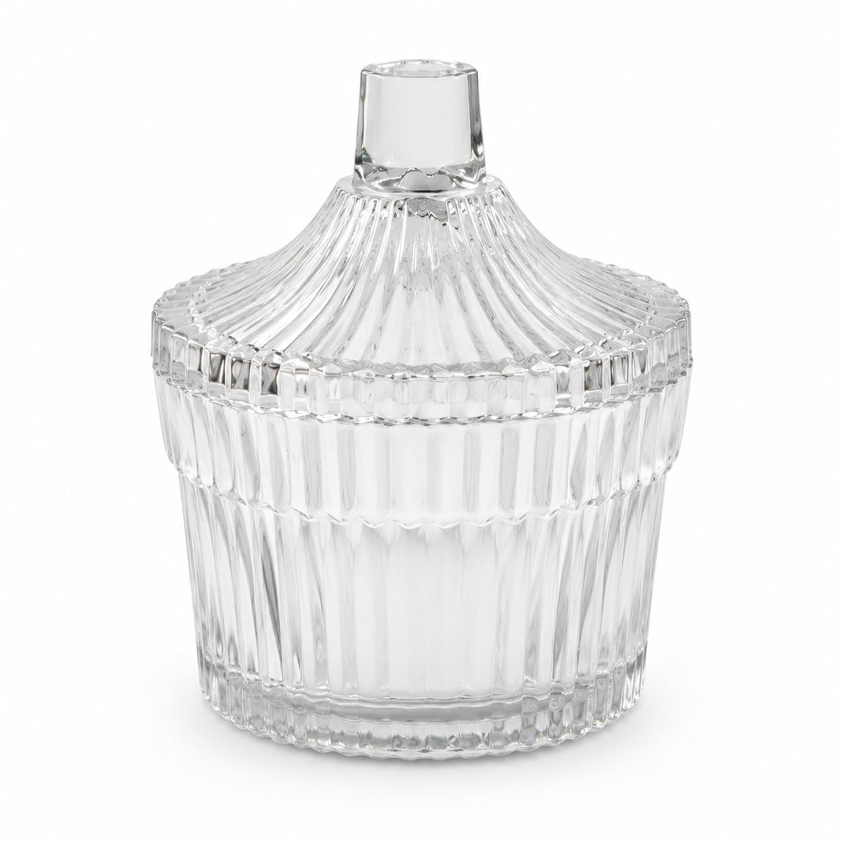 Crystal Clear Candy Jar with Lid, Ribbed Dry Fruit and Sweet Storage Jar (1 Pc)