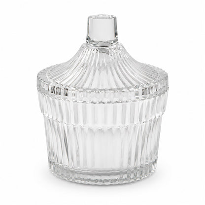 Crystal Clear Candy Jar with Lid, Ribbed Dry Fruit and Sweet Storage Jar (1 Pc)