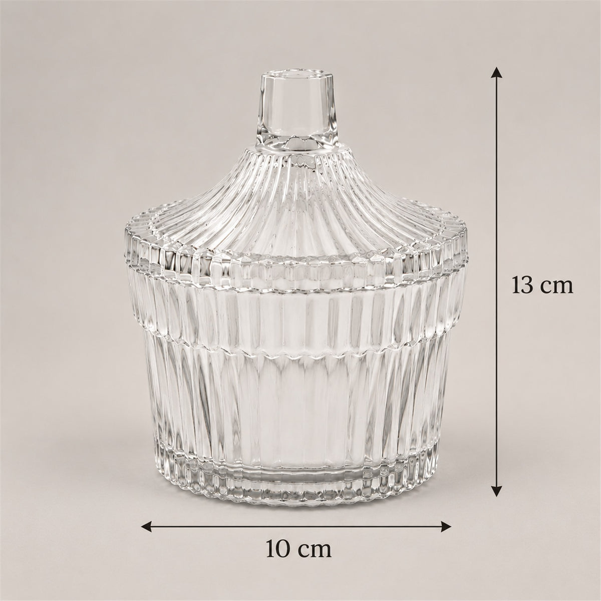 Crystal Clear Candy Jar with Lid, Ribbed Dry Fruit and Sweet Storage Jar (1 Pc)