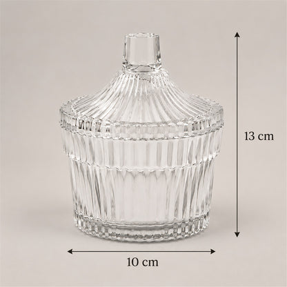 Crystal Clear Candy Jar with Lid, Ribbed Dry Fruit and Sweet Storage Jar (1 Pc)