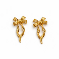 Gold Bow Drop Earrings – Elegant Party Wear for Women