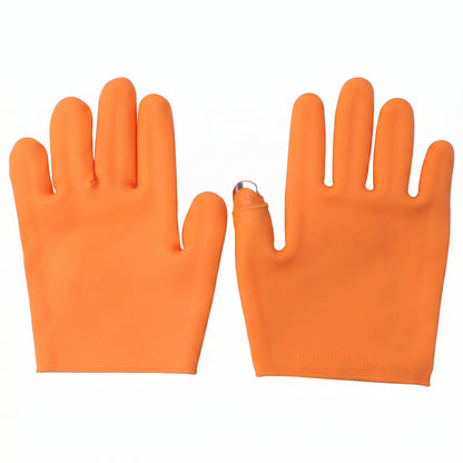 Cisora silicone gloves worn during kitchen chopping tasks