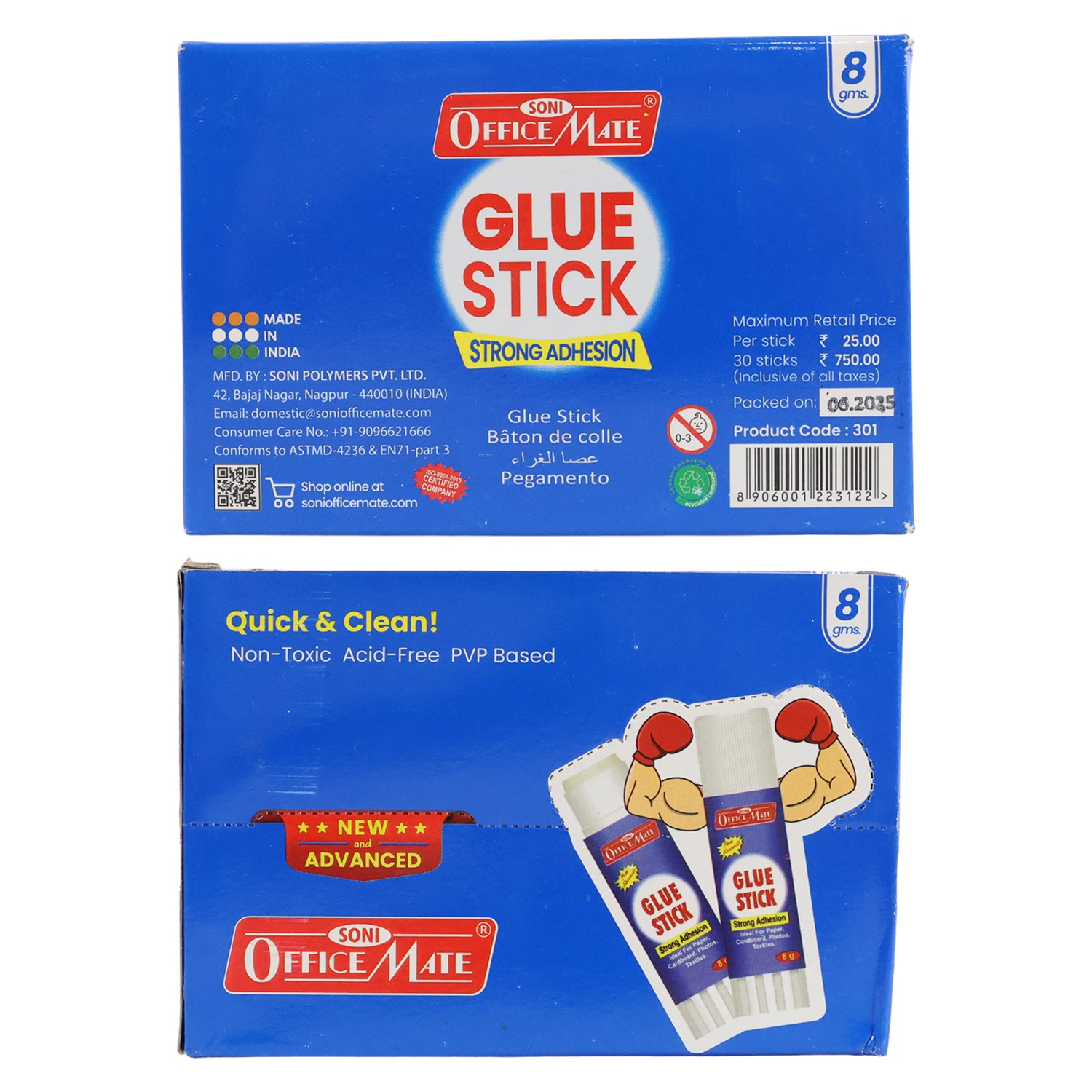 Officemate Glue Stick – 8g Strong Adhesion Non-Toxic PVP Based