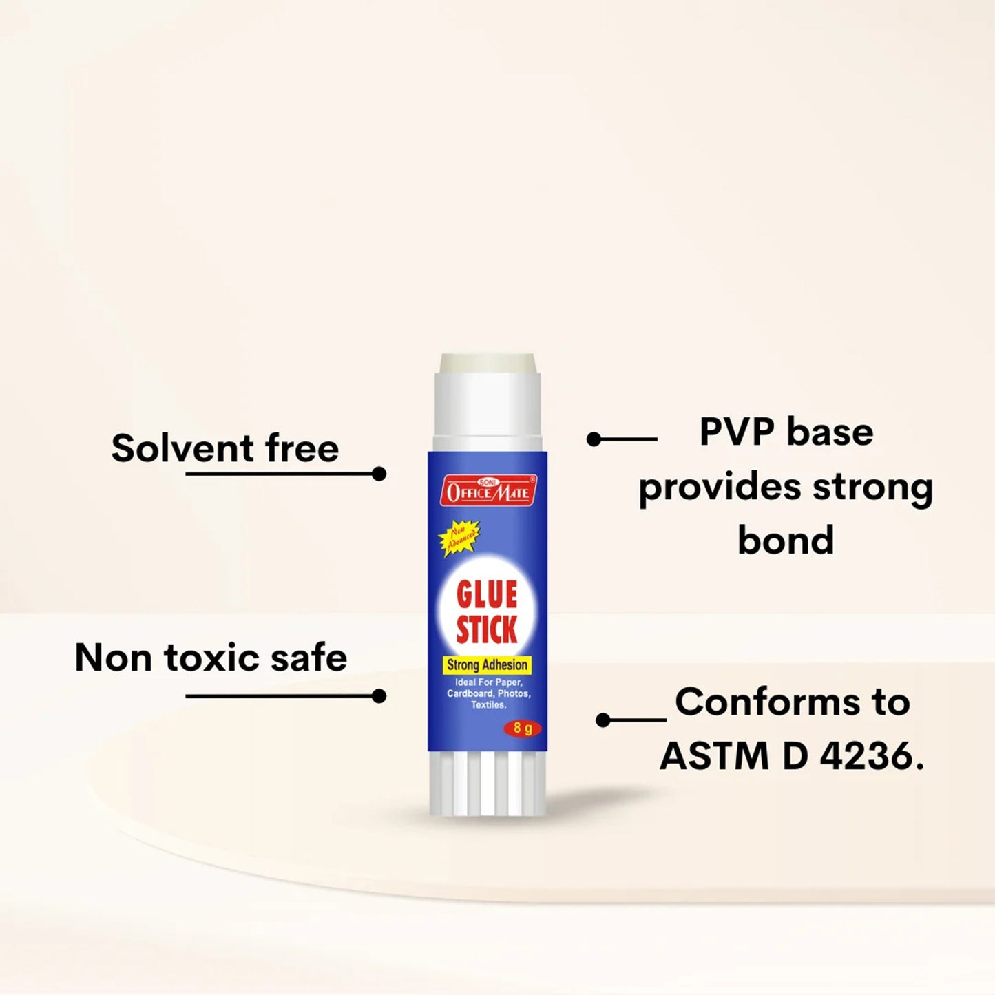 Officemate Glue Stick – 35g Strong Adhesion Non-Toxic PVP Based