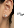 Silver Plated Floral Cluster Stud Earrings – Sparkling Cubic Zirconia