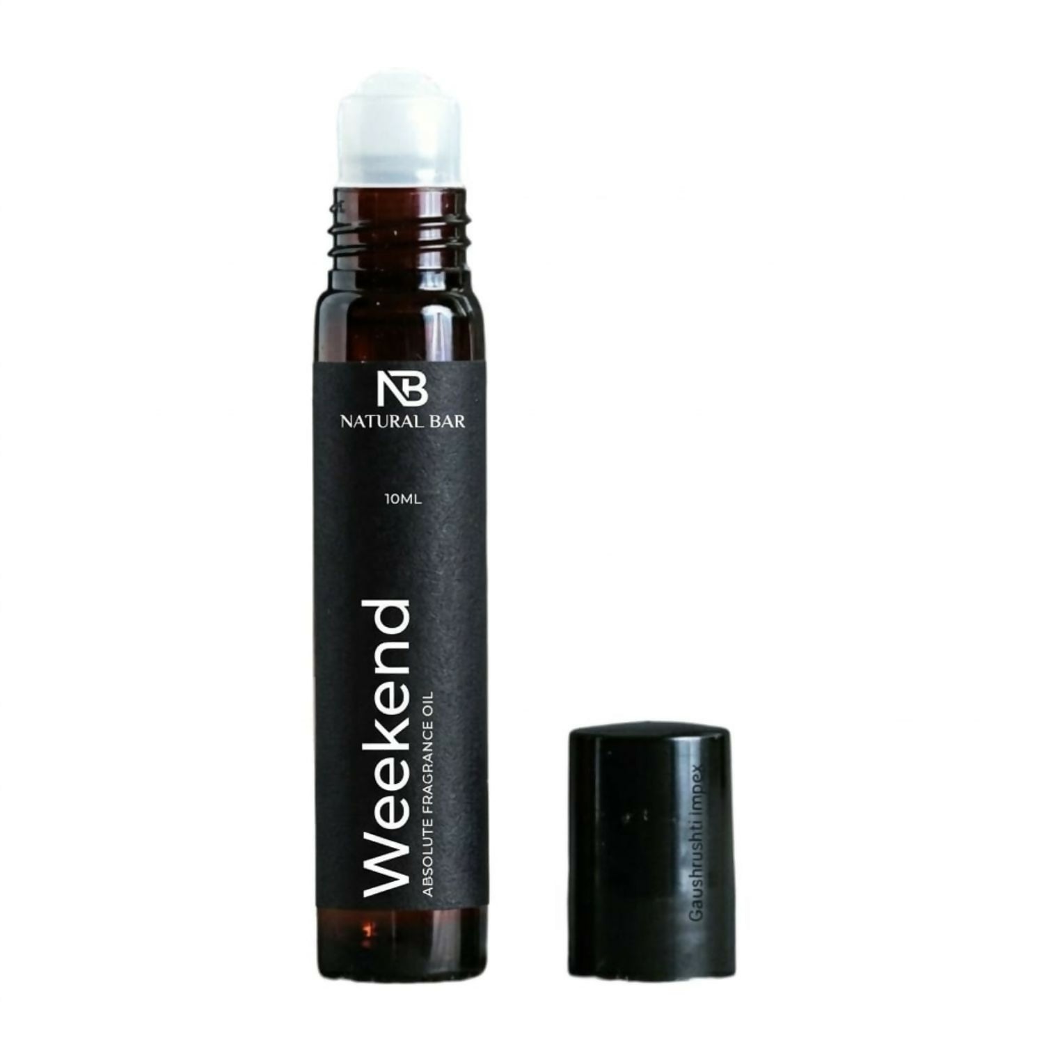 Rear view of the Weekend Luxury Attar perfume oil bottle highlighting its compact design