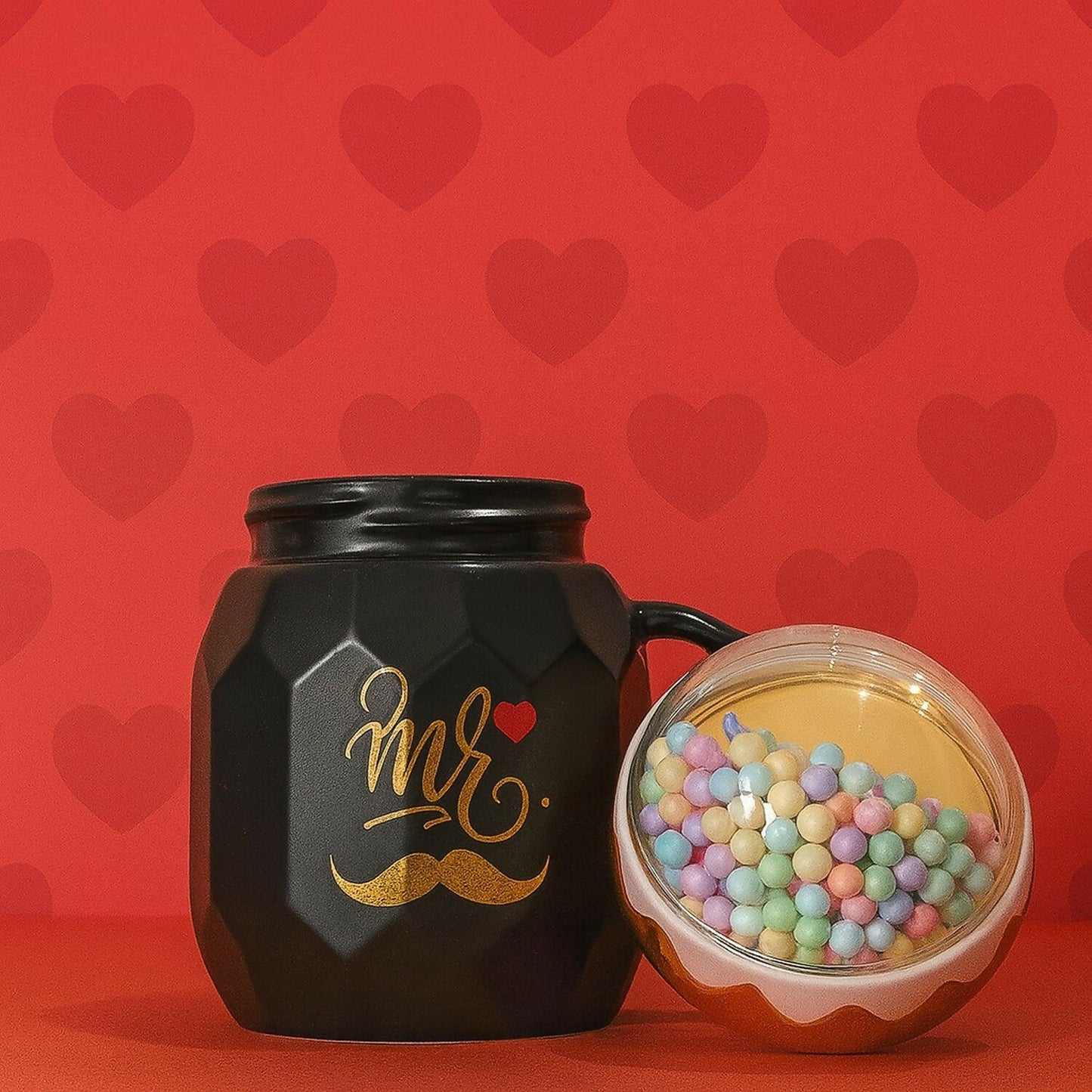 Premium MR Snow-Globe Ceramic Mug with Golden Crown Lid | Gift for Him | 400 ml