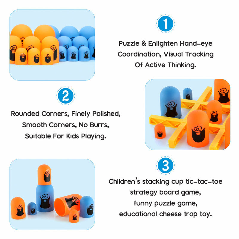 Aditi Gobble Tic-Tac-Toe Strategy Game | Stacking Puzzle Board Game for Kids