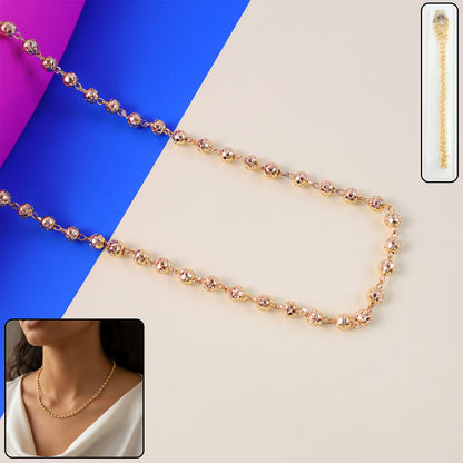 Elegant Gold-Tone Beaded Necklace Chain for Women (1 Pc)