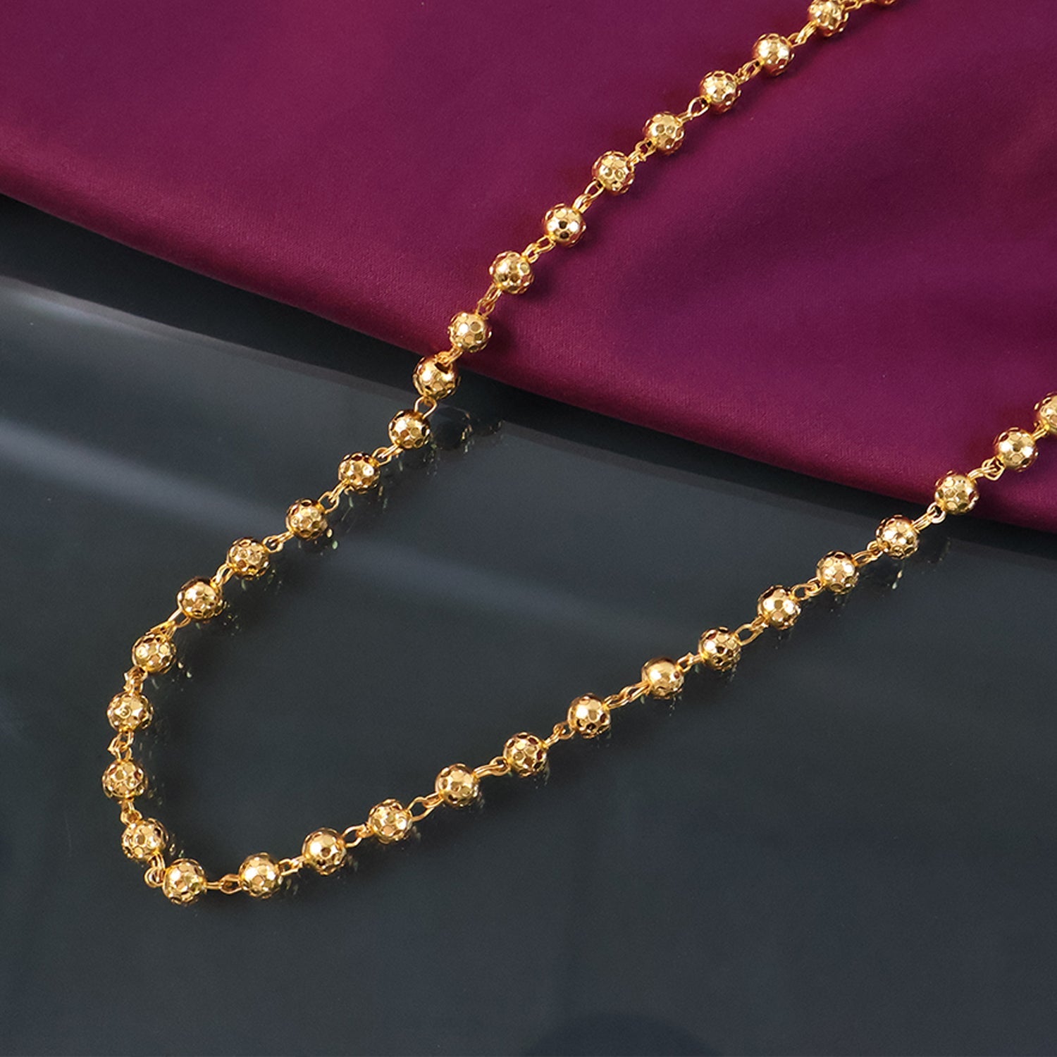 Gold Tone Beaded Necklace Chain – Elegant Classic Design for Women