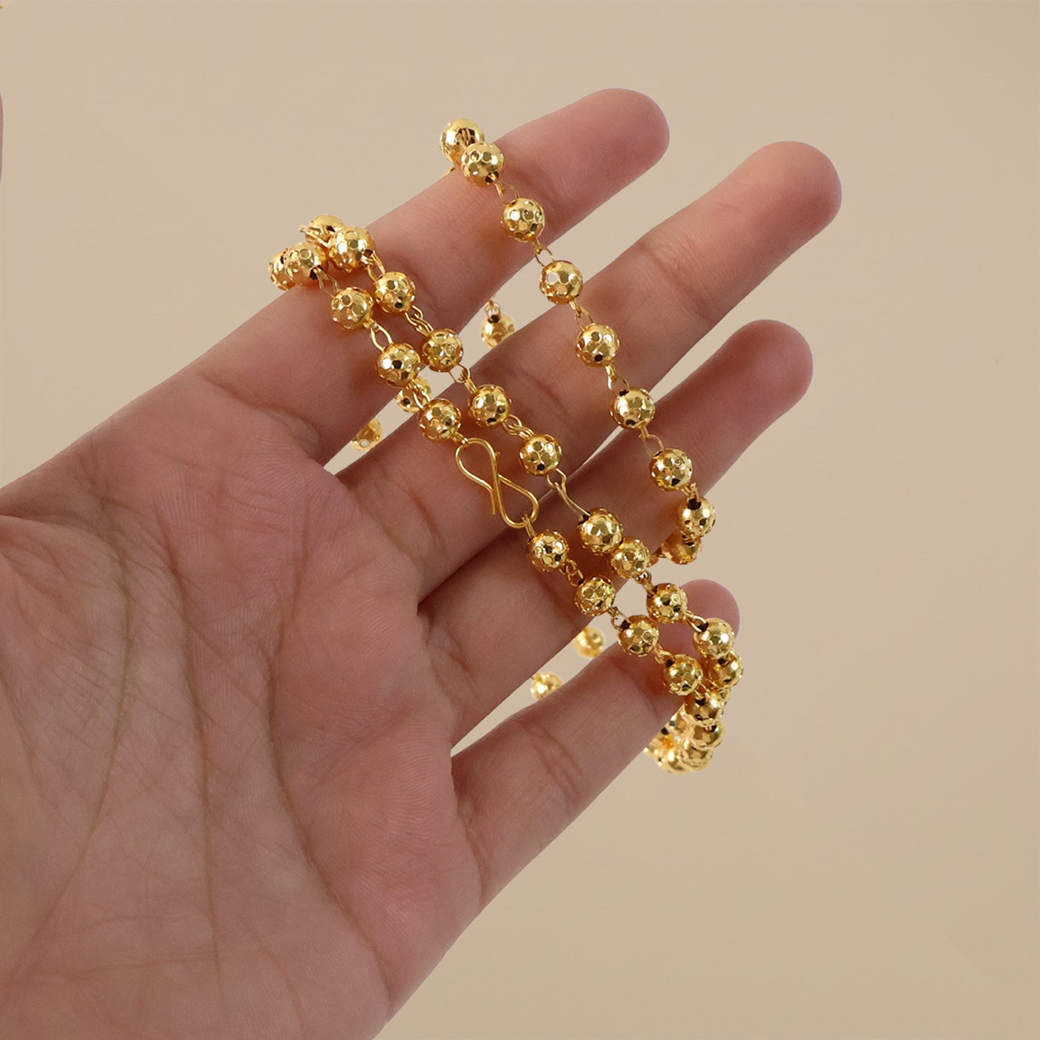Gold Tone Beaded Necklace Chain – Elegant Classic Design for Women
