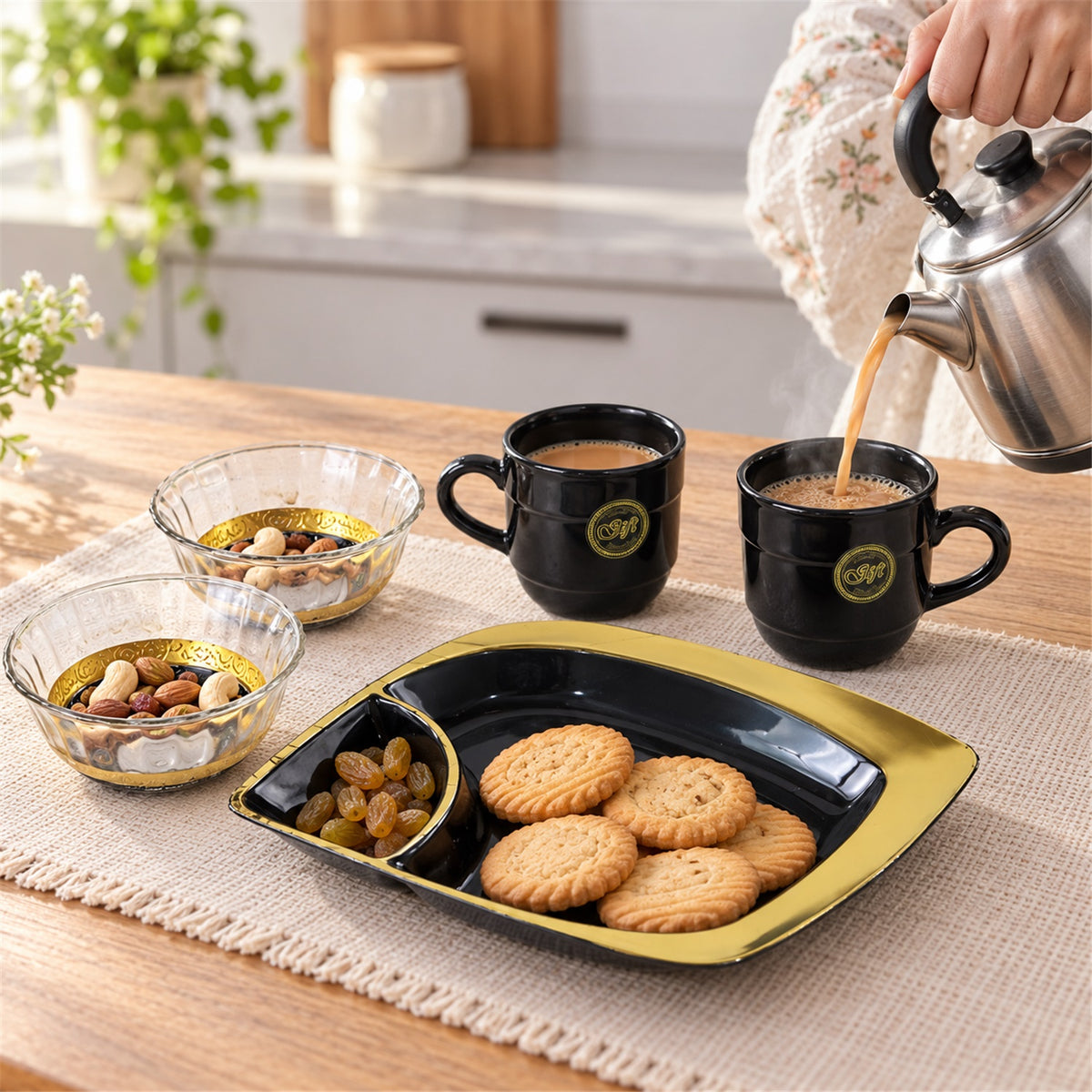 Overview of healthy choice set of 4pc ceramic cup.